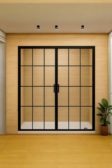 شور واجهة ستايل فرنسي – فريم أسود (سحاب مزدوج)